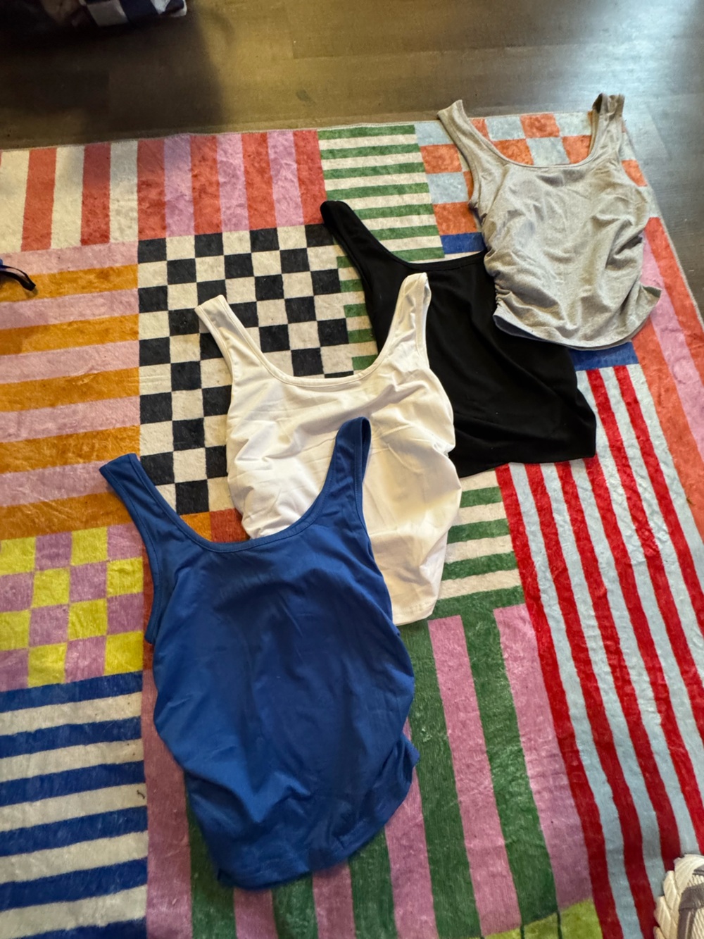 Classic XS set of 4 Tank tops in Blue, White, grey, and black